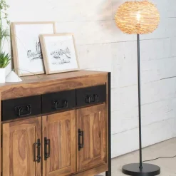 Made in Meubles Lampe Sur Pied<Lampe sur pied en métal et osier Erika