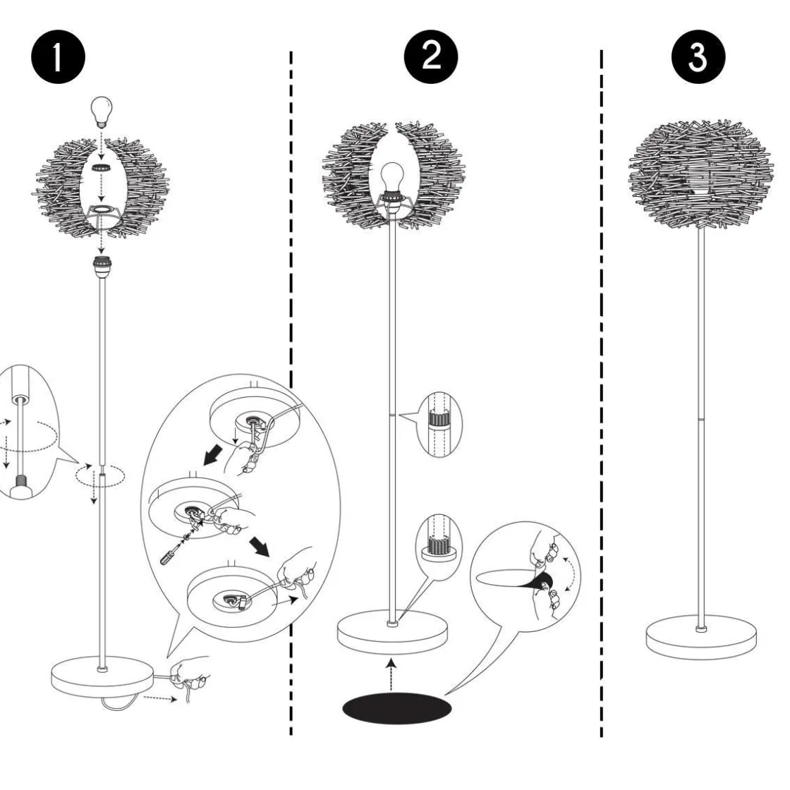 Made in Meubles Lampe Sur Pied<Lampe sur pied en métal et osier Erika