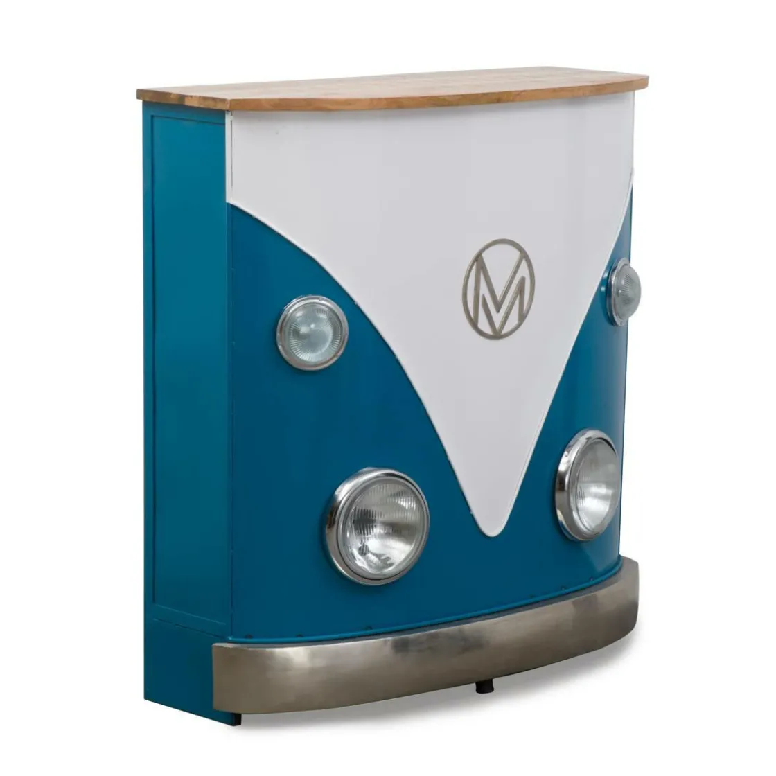 Made in Meubles Meuble Bar<Meuble bar bleu avec plateau en bois de manguier Combi