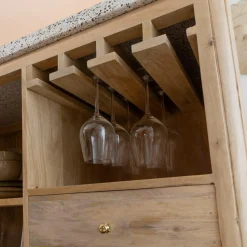 Made in Meubles Meuble Bar<Meuble bar en angle bois de manguier et terrazzo Lou