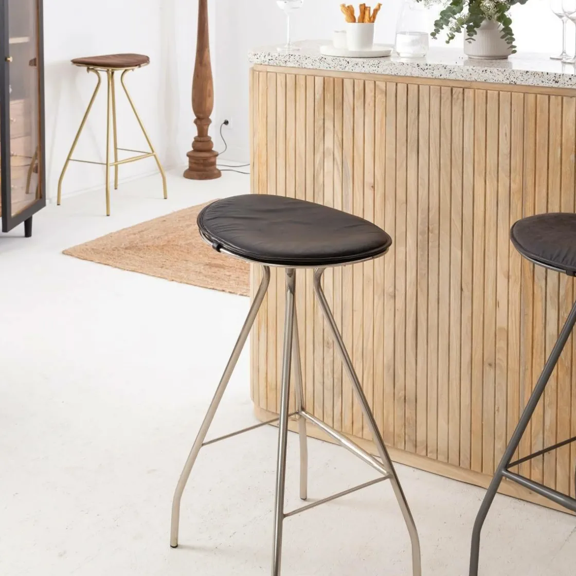 Made in Meubles Meuble Bar<Meuble bar en angle bois de manguier et terrazzo Lou