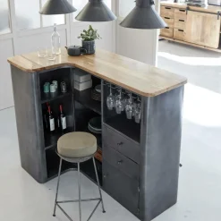 Made in Meubles Meuble Bar<Meuble bar en angle en métal Locker