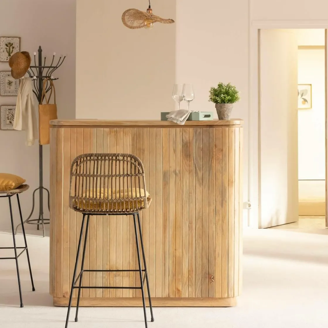 Made in Meubles Meuble Bar<Meuble bar en bois de manguier Lou