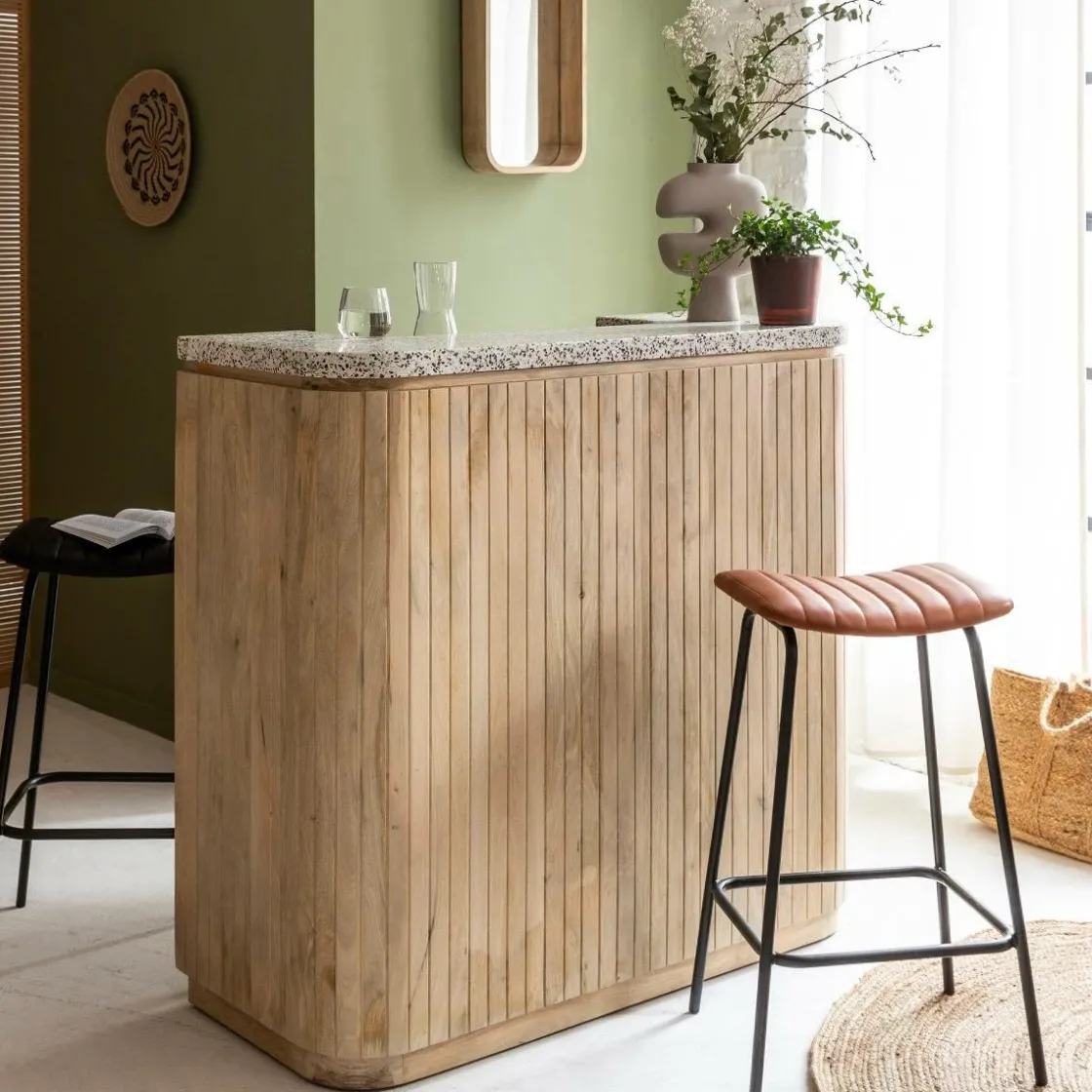 Made in Meubles Meuble Bar<Meuble bar en bois de manguier et terrazzo Lou