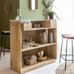 Made in Meubles Meuble Bar<Meuble bar en bois de manguier et terrazzo Lou