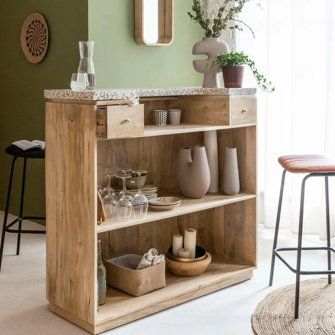 Made in Meubles Meuble Bar<Meuble bar en bois de manguier et terrazzo Lou