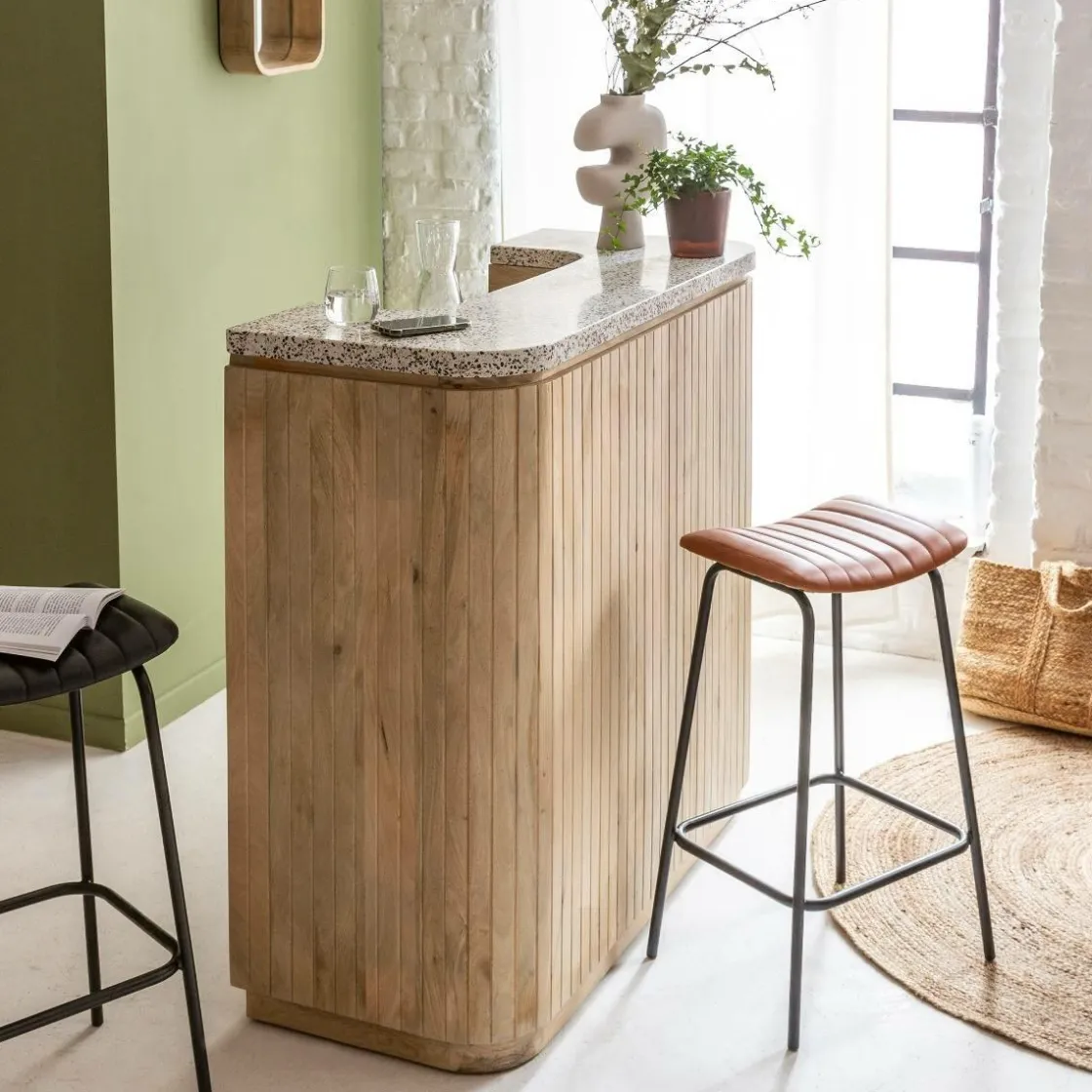 Made in Meubles Meuble Bar<Meuble bar en bois de manguier et terrazzo Lou