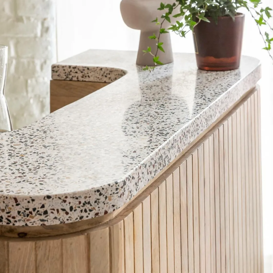 Made in Meubles Meuble Bar<Meuble bar en bois de manguier et terrazzo Lou
