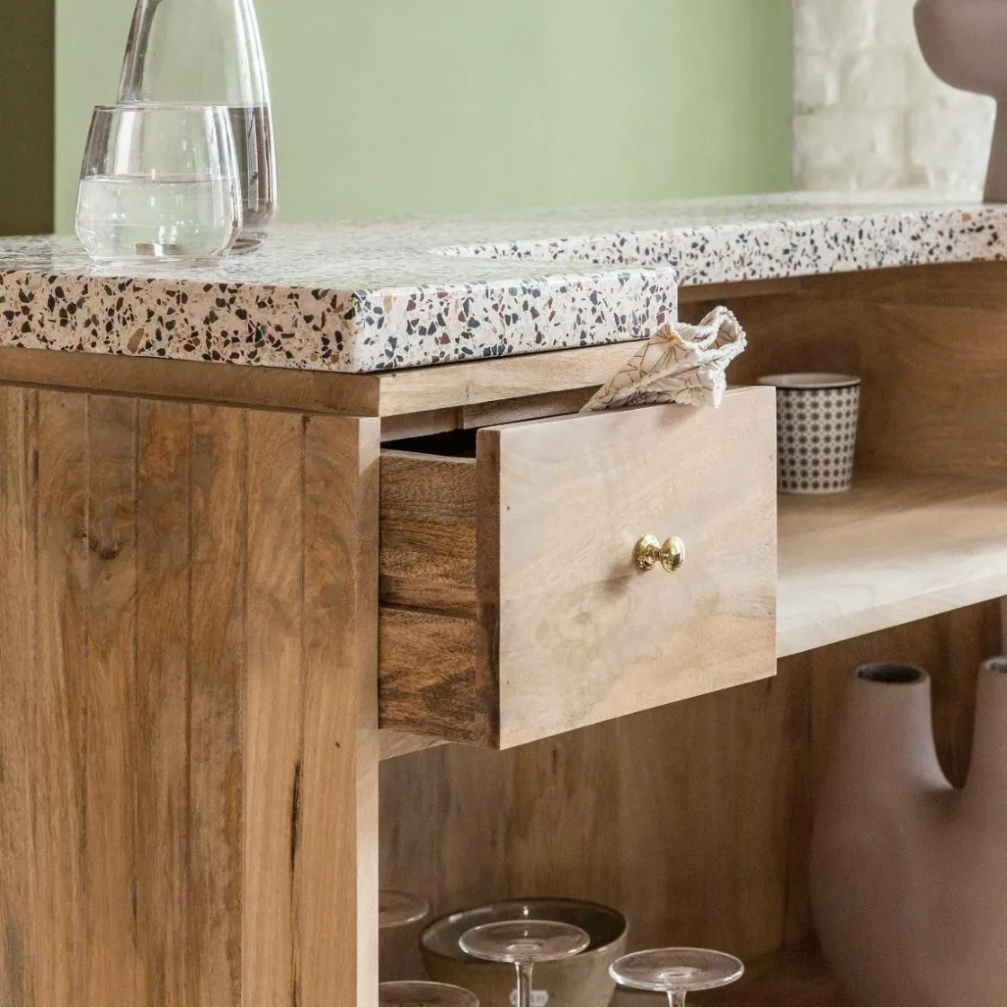 Made in Meubles Meuble Bar<Meuble bar en bois de manguier et terrazzo Lou
