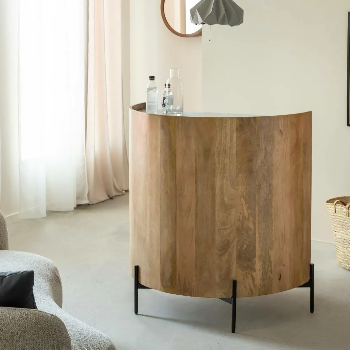 Made in Meubles Meuble Bar<Meuble bar en bois de manguier et marbre Adler