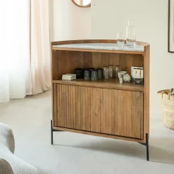 Made in Meubles Meuble Bar<Meuble bar en bois de manguier et marbre Adler