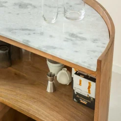 Made in Meubles Meuble Bar<Meuble bar en bois de manguier et marbre Adler