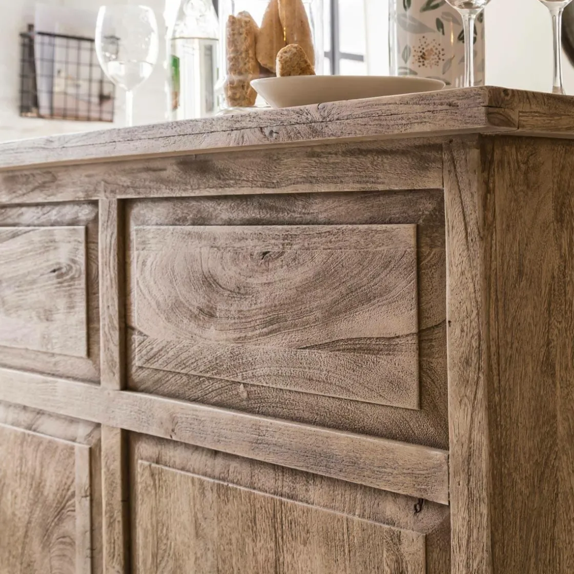 Made in Meubles Meuble Bar<Meuble bar en bois de manguier brossé et métal Helsinki