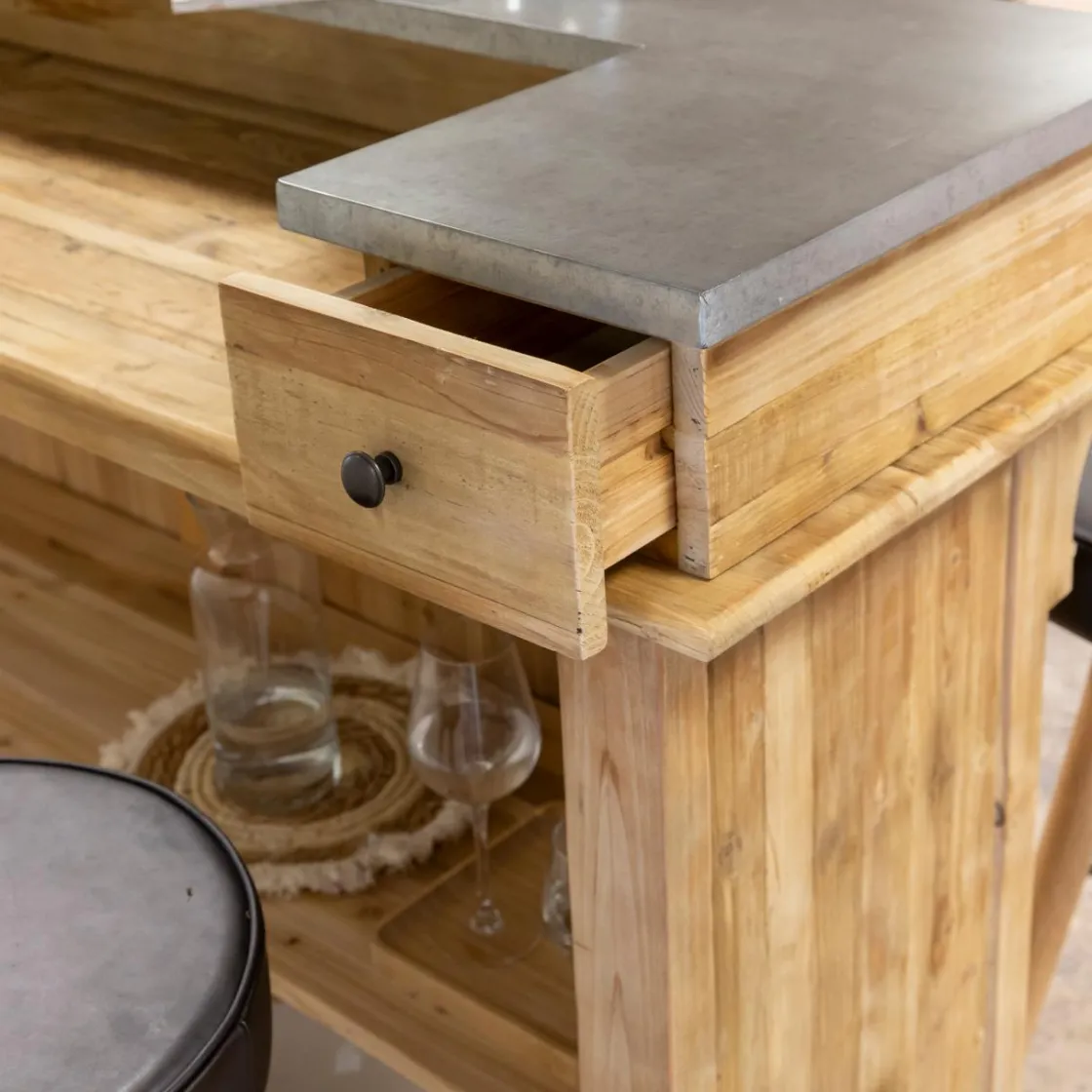 Made in Meubles Meuble Bar<Meuble bar en bois recyclé 180 cm Garance