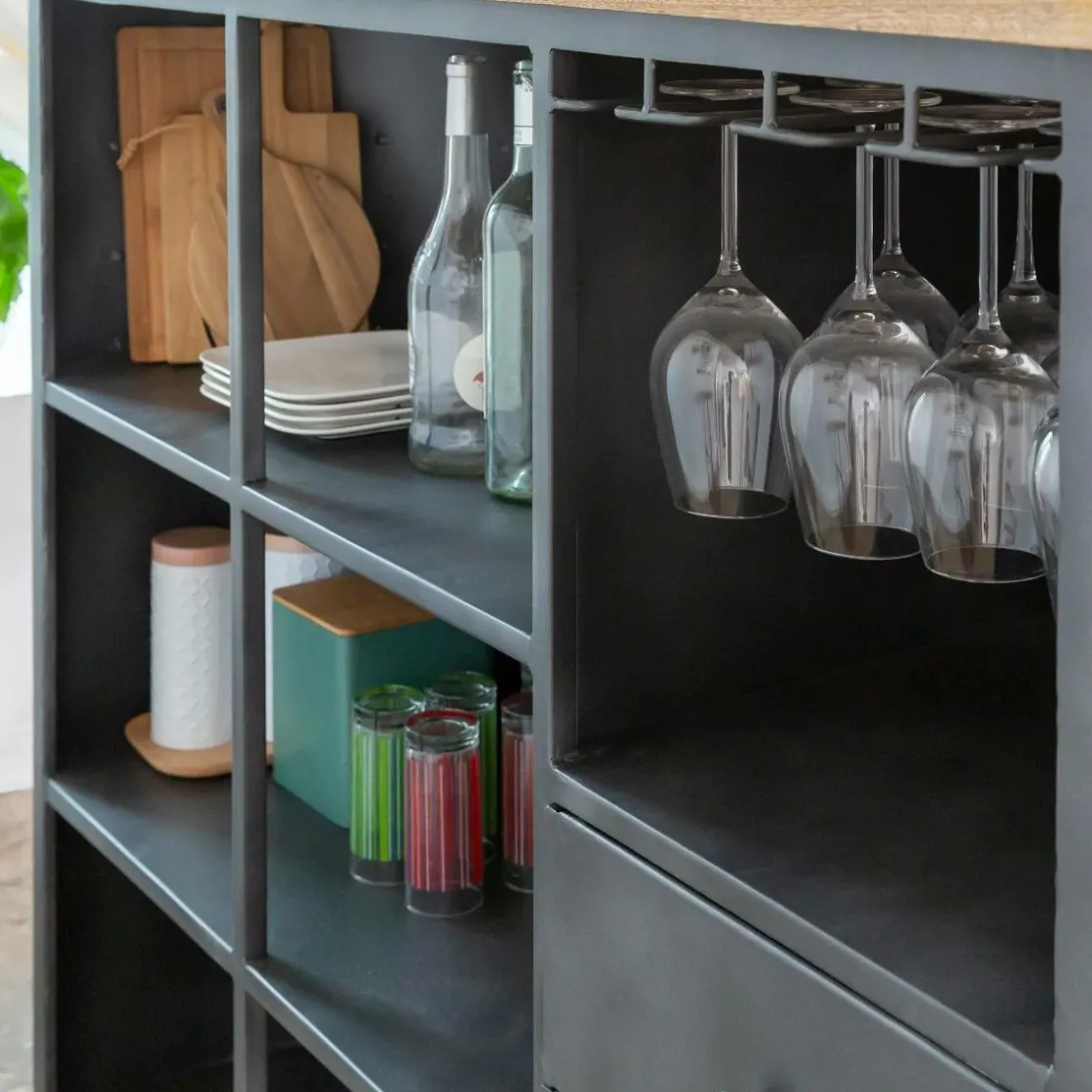 Made in Meubles Meuble Bar<Meuble bar en métal et bois de manguier Locker