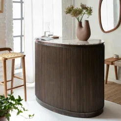 Made in Meubles Meuble Bar<Meuble bar haricot en marbre et métal Orlando