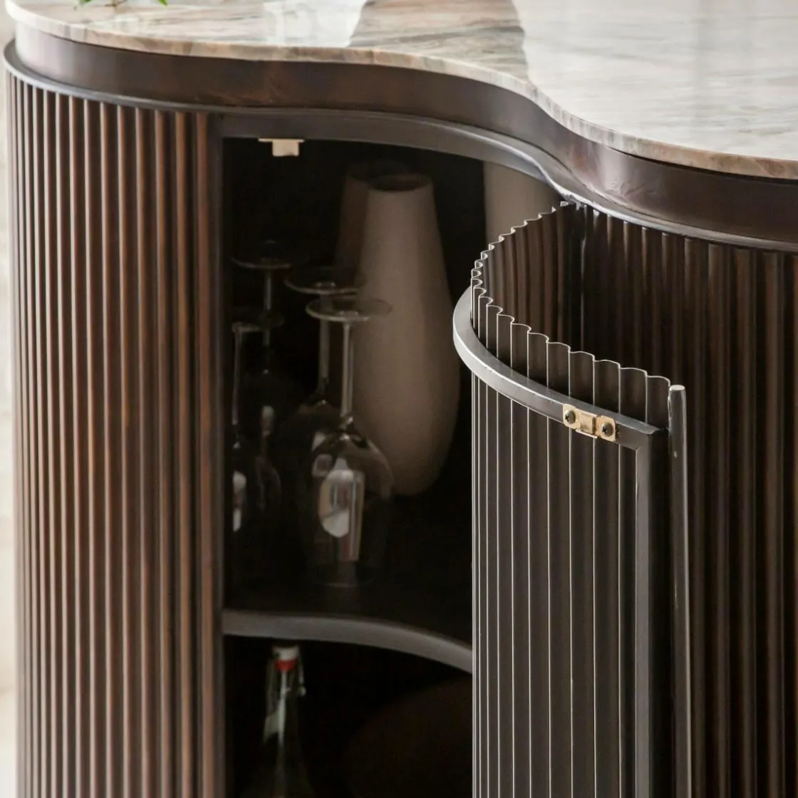 Made in Meubles Meuble Bar<Meuble bar haricot en marbre et métal Orlando