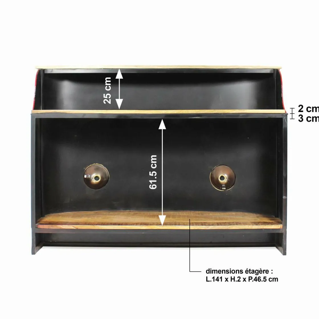 Made in Meubles Meuble Bar<Meuble bar noir avec plateau en bois de manguier Combi