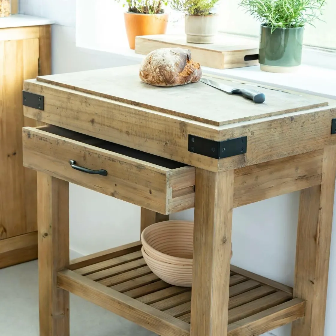 Made in Meubles Ilot Central<Meuble bas cuisine en bois recyclé Garance