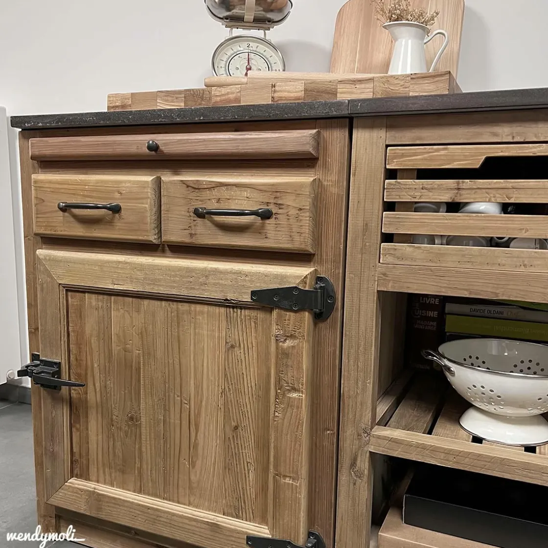 Made in Meubles Meuble Bas<Meuble bas de cuisine 2 tiroirs, 1 porte - Champêtre