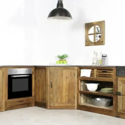 Made in Meubles Meuble Bas<Meuble bas de cuisine 2 tiroirs + 1 étagère Champêtre