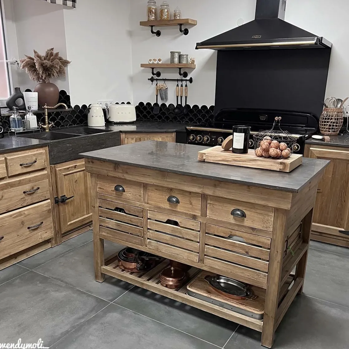 Made in Meubles Meuble Bas<Meuble bas de cuisine 4 tiroirs - Champêtre