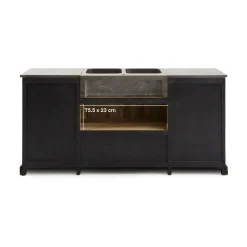 Made in Meubles Meuble Bas<Meuble bas de cuisine en bois recyclé et pierre bleue Romain