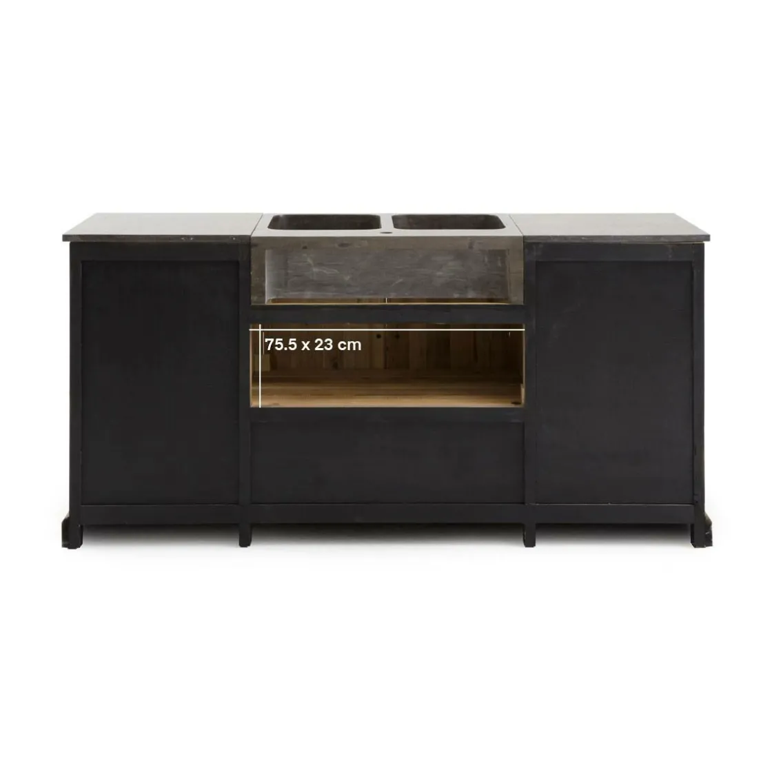 Made in Meubles Meuble Bas<Meuble bas de cuisine en bois recyclé et pierre bleue Romain