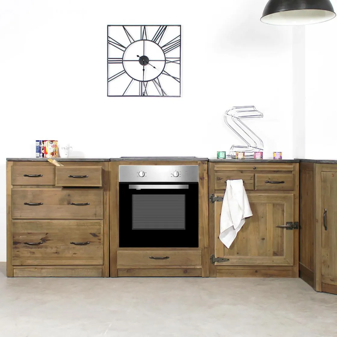 Made in Meubles Meuble Bas<Meuble bas de cuisine pour four et plaques de cuisson Champêtre