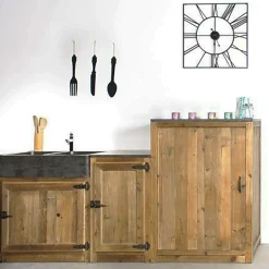 Made in Meubles Meuble Bas<Meuble bas de cuisine évier 2 vasques pierre bleue Champêtre