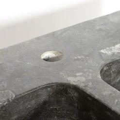 Made in Meubles Meuble Bas<Meuble bas de cuisine évier 2 vasques pierre bleue Champêtre