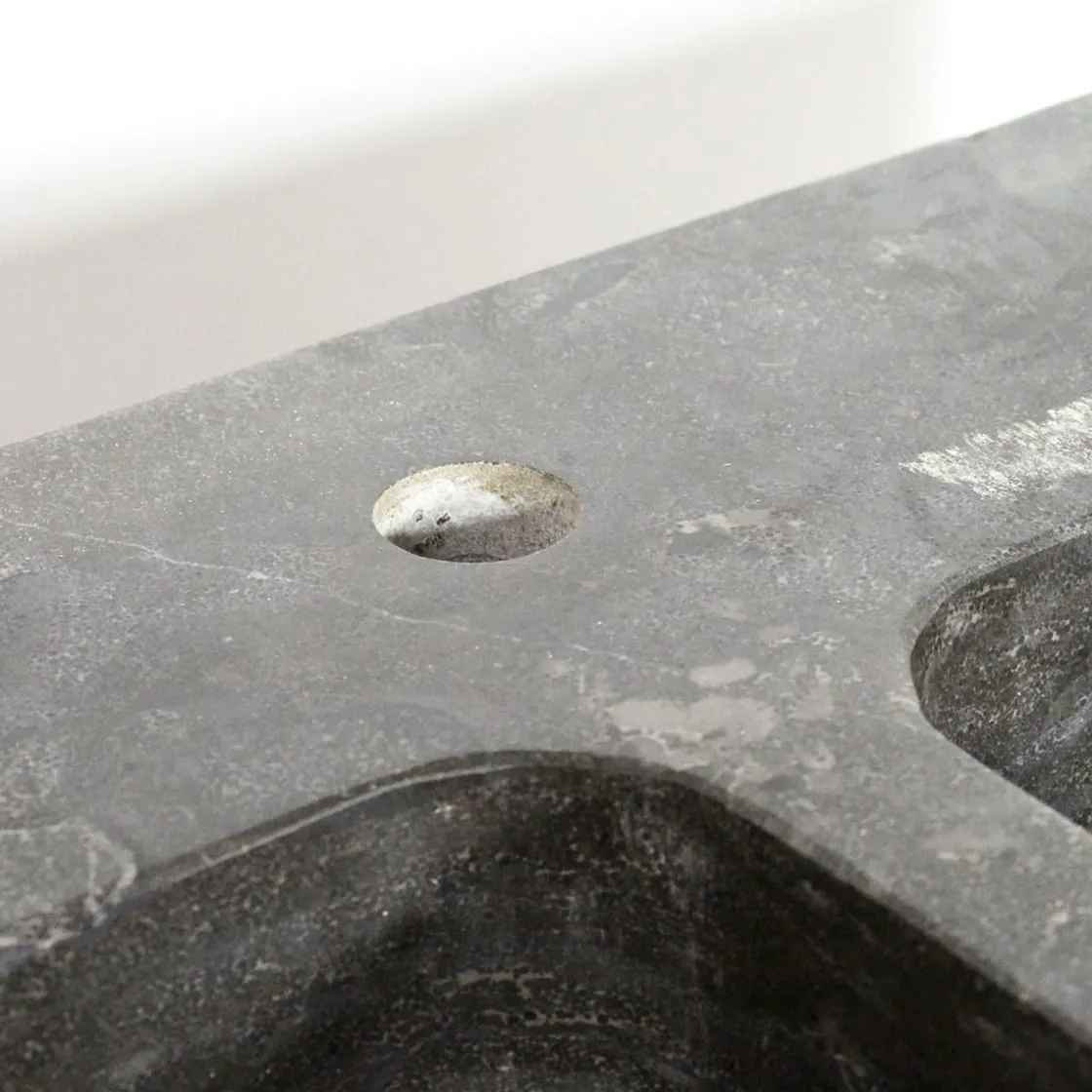 Made in Meubles Meuble Bas<Meuble bas de cuisine évier 2 vasques pierre bleue Champêtre