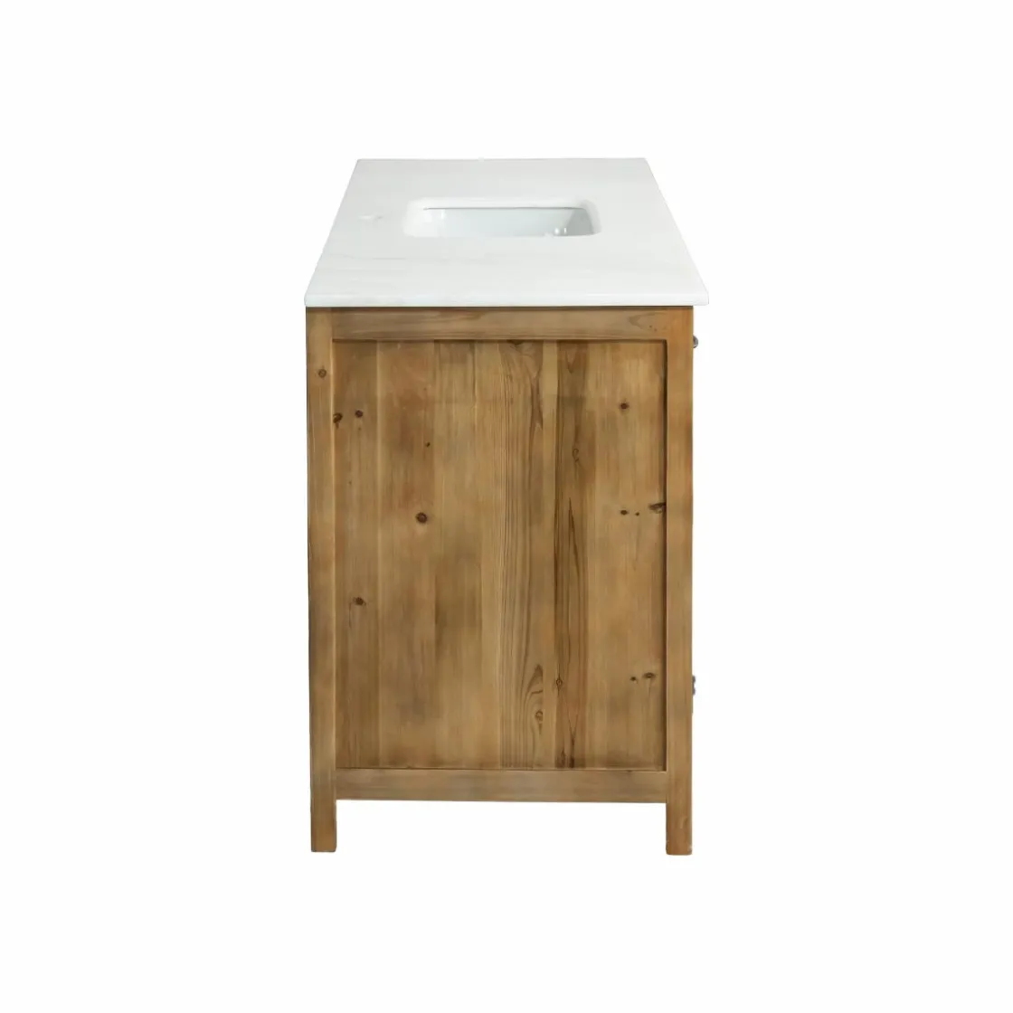 Made in Meubles Meuble Bas<Meuble de cuisine en vieux pin et marbre blanc Epure