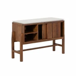 Made in Meubles Meuble Sous Vasque<Meuble sous vasque 2 portes en bois d'acacia et terrazzo Kaelis