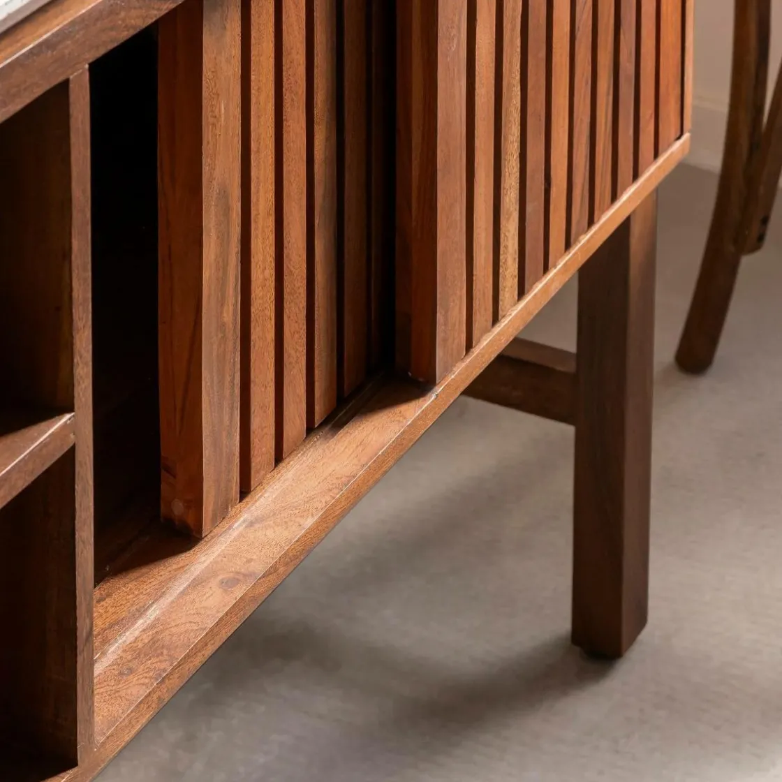 Made in Meubles Meuble Sous Vasque<Meuble sous vasque 2 portes en bois d'acacia et terrazzo Kaelis