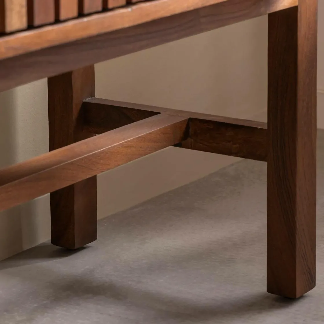 Made in Meubles Meuble Sous Vasque<Meuble sous vasque 2 portes en bois d'acacia et terrazzo Kaelis