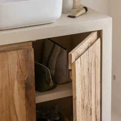 Made in Meubles Meuble Sous Vasque<Meuble sous vasque 2 portes en bois effet béton et bois recyclé Dalva