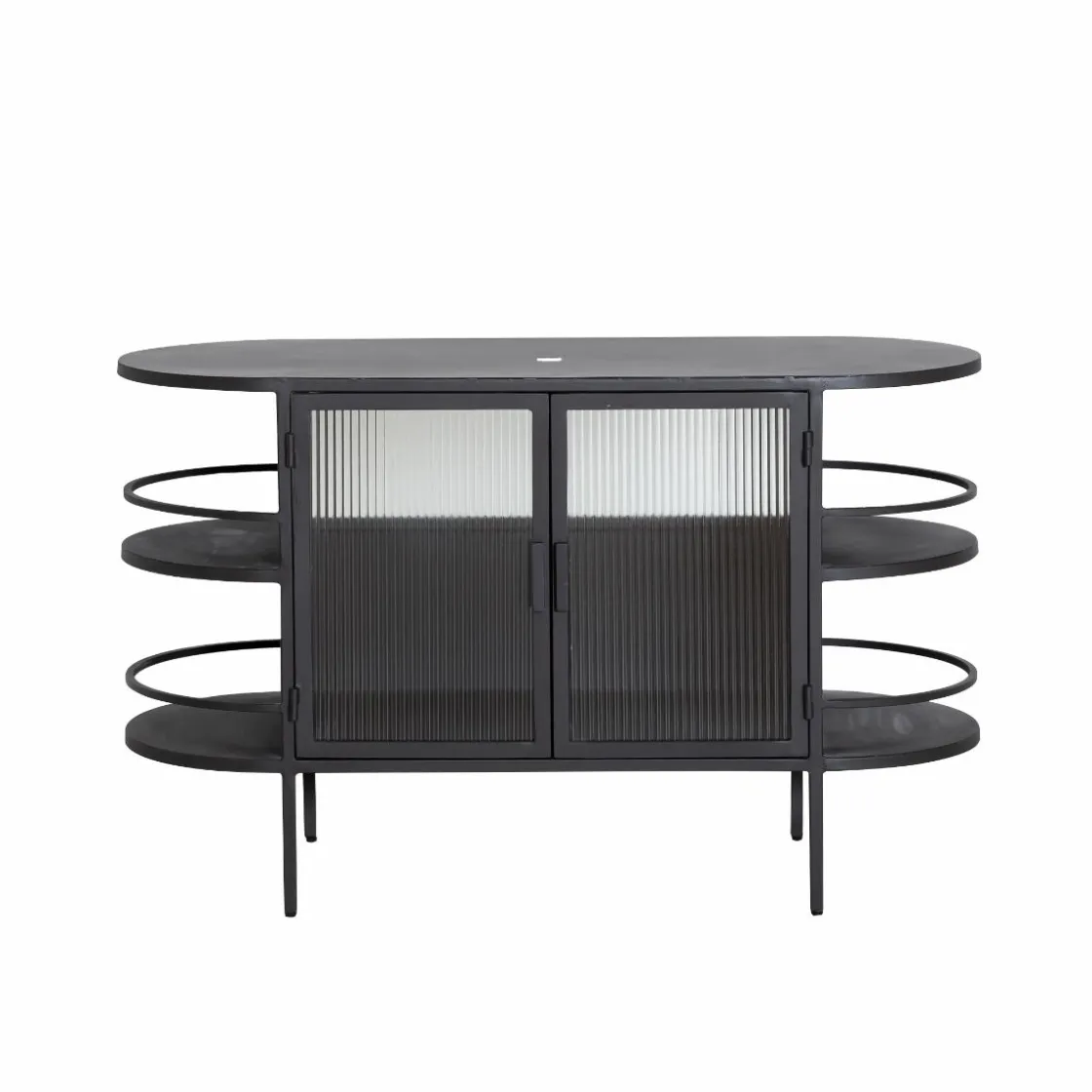 Made in Meubles Meuble Sous Vasque<Meuble sous vasque arrondi en métal et verre strié Elizabeth