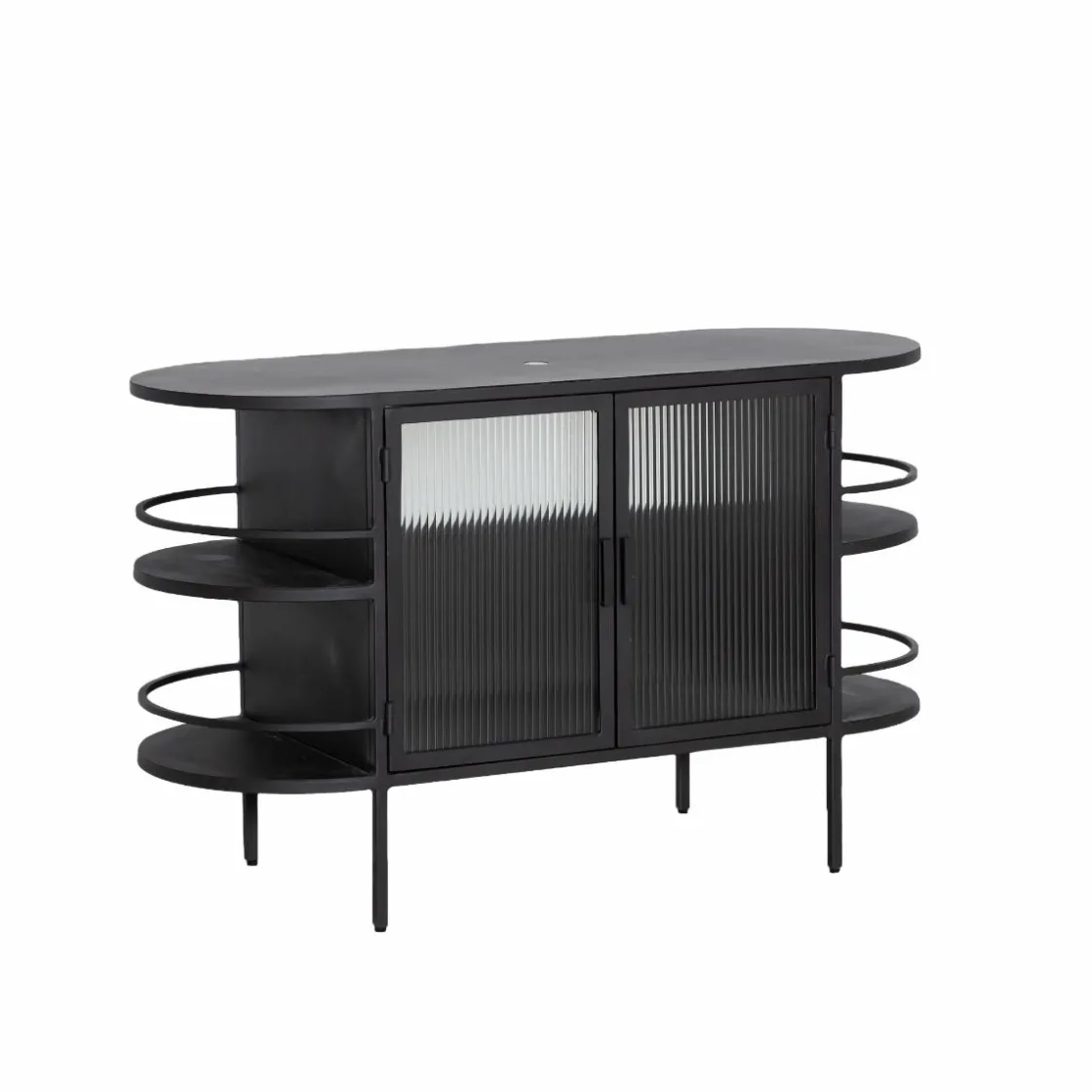 Made in Meubles Meuble Sous Vasque<Meuble sous vasque arrondi en métal et verre strié Elizabeth