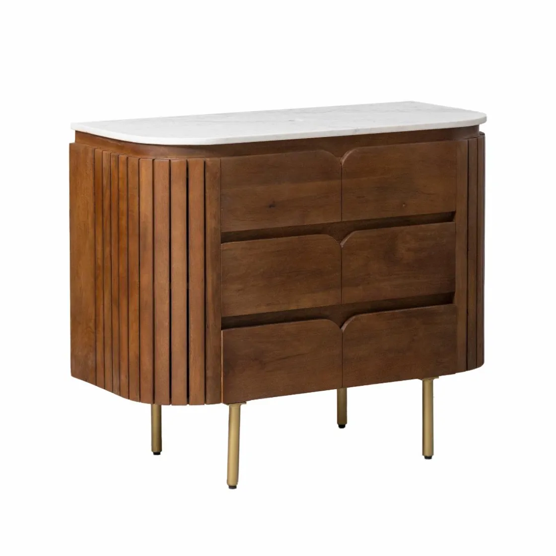 Made in Meubles Meuble Sous Vasque<Meuble sous vasque en bois de manguier et marbre Sienne