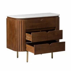 Made in Meubles Meuble Sous Vasque<Meuble sous vasque en bois de manguier et marbre Sienne