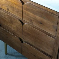 Made in Meubles Meuble Sous Vasque<Meuble sous vasque en bois de manguier et marbre Sienne