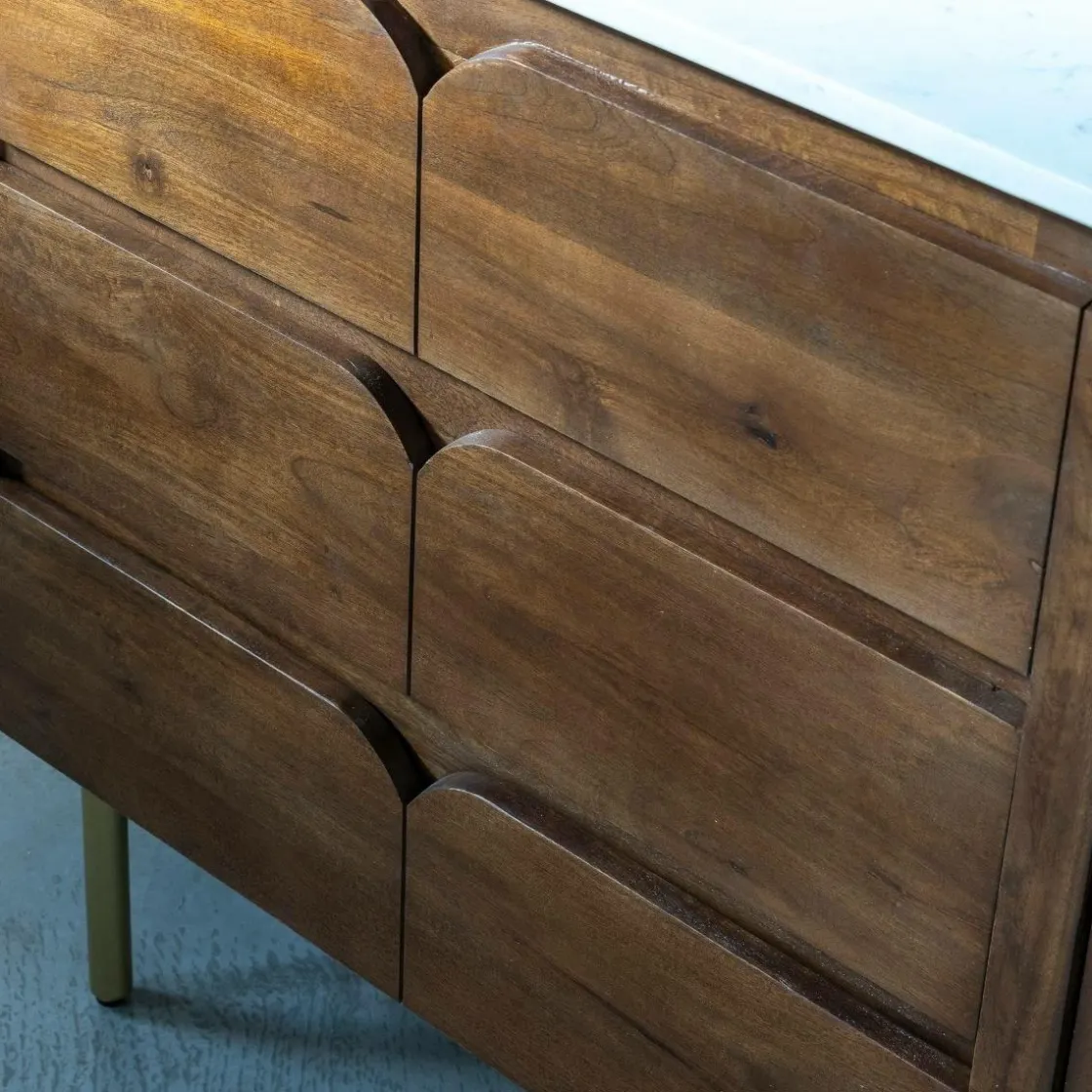 Made in Meubles Meuble Sous Vasque<Meuble sous vasque en bois de manguier et marbre Sienne