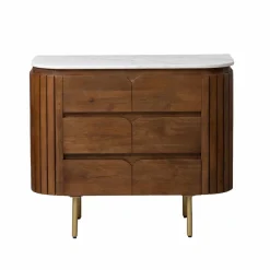 Made in Meubles Meuble Sous Vasque<Meuble sous vasque en bois de manguier et marbre Sienne