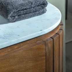 Made in Meubles Meuble Sous Vasque<Meuble sous vasque en bois de manguier et marbre Sienne