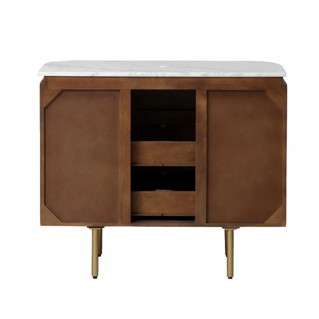 Made in Meubles Meuble Sous Vasque<Meuble sous vasque en bois de manguier et marbre Sienne