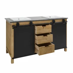 Made in Meubles Meuble Sous Vasque<Meuble sous vasque en bois recyclé et métal Jade