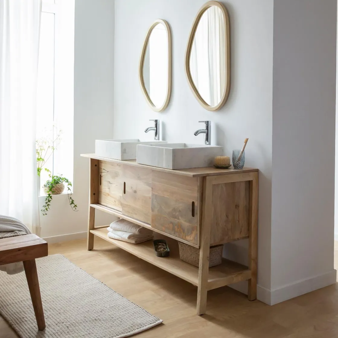 Made in Meubles Meuble Sous Vasque<Meuble sous vasque en bois de manguier 145 cm Nour