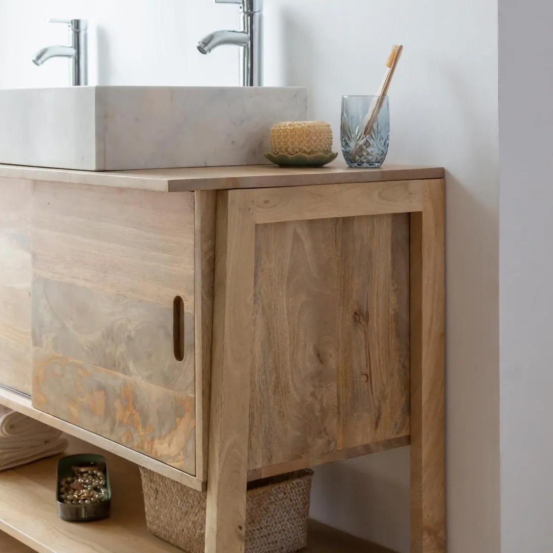 Made in Meubles Meuble Sous Vasque<Meuble sous vasque en bois de manguier 145 cm Nour