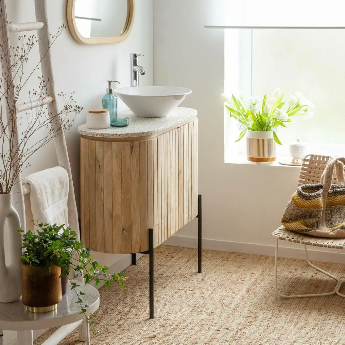 Made in Meubles Meuble Sous Vasque<Meuble sous vasque en bois de manguier et terrazzo Lou